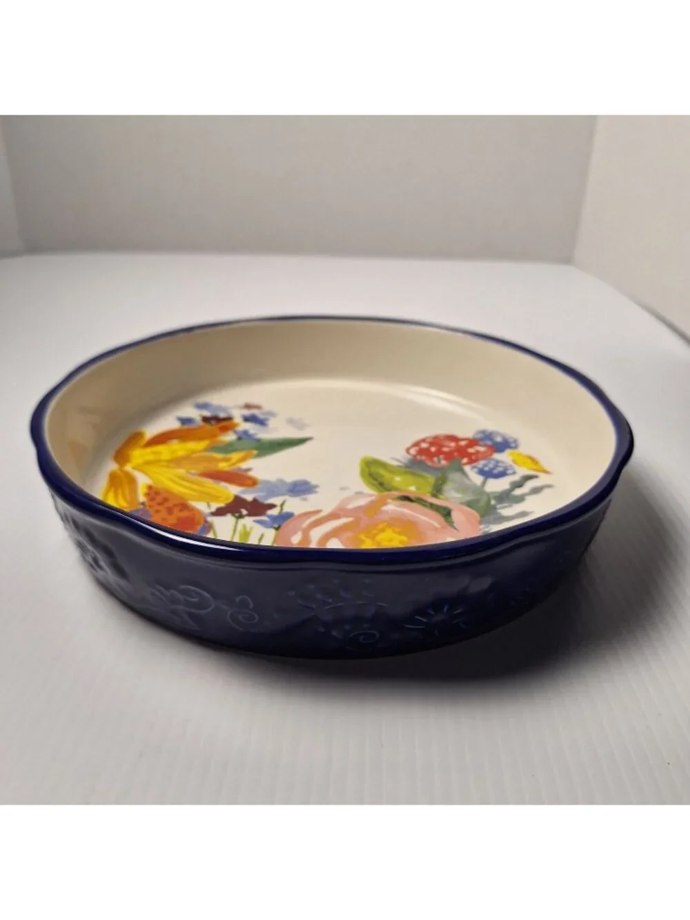 THE PIONEER WOMAN STONEWARE PIE/CAKE/DISH VIBRANT CELIA FLORAL PATTERN #2912DMT